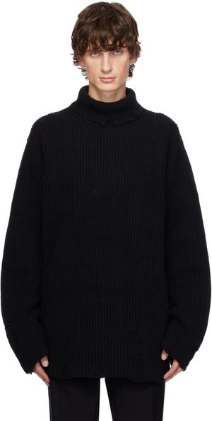 Ann Demeulemeester Col roulé Jensen noir à effet usé