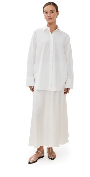 Róhe Poplin Silk Combined Gilet Dress Optic White 34