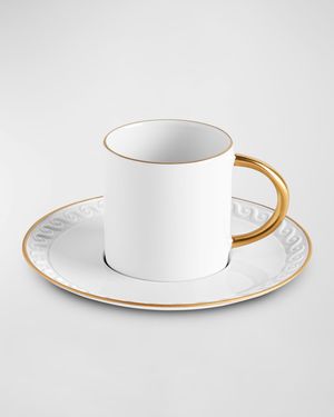 Neptune 24K Gold-Rimmed Espresso Cup and Saucer Set