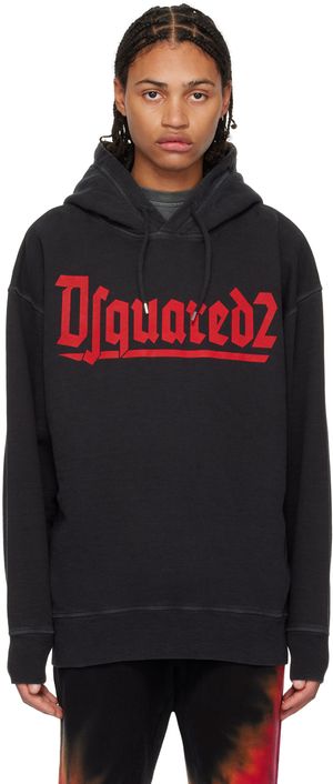 Dsquared2 Black Printed Hoodie