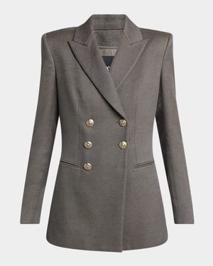 Silk Cotton Double-Breasted Blazer