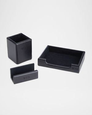 Monogrammed Leather Executive Desk Accessory Set