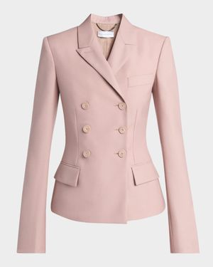 Canvas Tailoring Double-Breasted Fitted Jacket