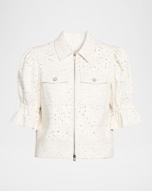 Holly Embroidered Short-Sleeve Jacket