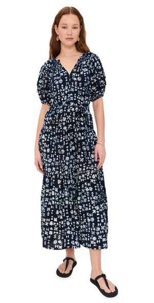 Apiece Apart Uva Romantic Maxi Dress Batik Geo Indigo M