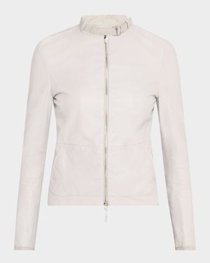 Nappa Leather & Linen Jacket