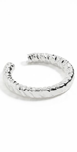 By Adina Eden Molten Texture Gold Cuff Bangle Silver One Size