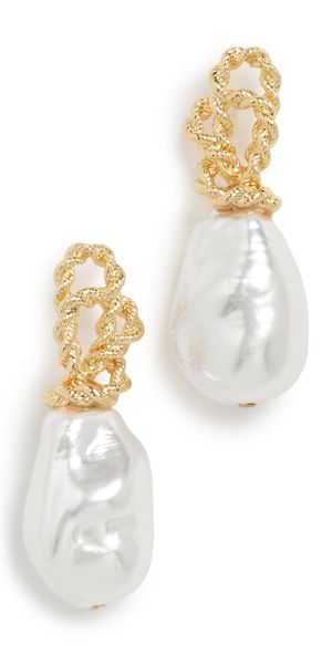 Lele Sadoughi Chateau Rope Button Earrings Pearl 100 One Size