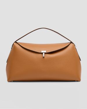 T-Lock Top Handle Bag in Pebble Grain Leather