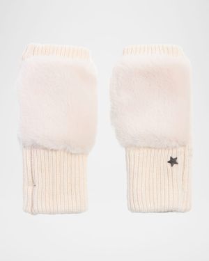 Texty Time Faux Fur Mittens