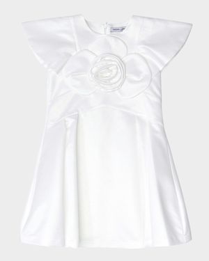 Girl's 3D Rose Applique Dress, Size 3T-10