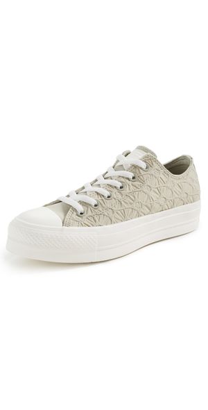 Converse Chuck Taylor All Star Lift Platform Textured Material Sneakers Pale Surplus/Egret 8.5