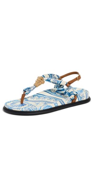 Versace Sandals Eggshell/Bright DV Blue/Gold 36
