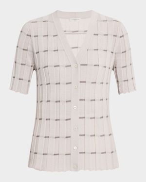 Striped Cashmere Rib Cardigan