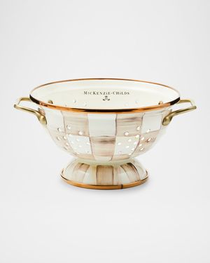 Mocha Check Small Colander