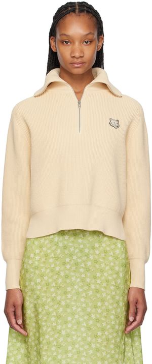 Maison Kitsuné Beige Bold Fox Head Sweater