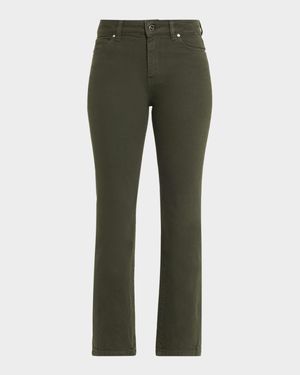 Cropped Straight-Leg Green Jeans