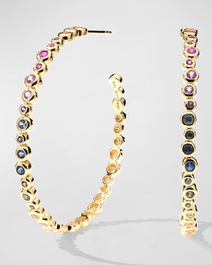 18K Starlet Hoop Earrings with Mixed Sapphires