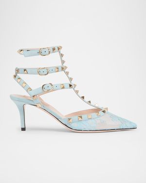 65mm Rockstud Lace Ankle-Strap Pumps
