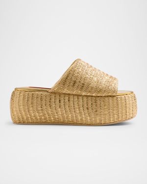 Metallic Raffia Cloudy Platform Sandals