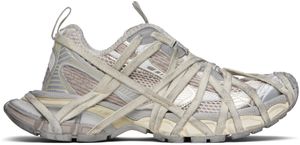 Balenciaga Gray & Off-White 3XL Fishnet Sneakers