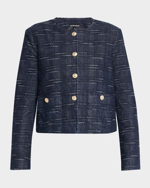 Button-Down Denim Jacquard Jacket