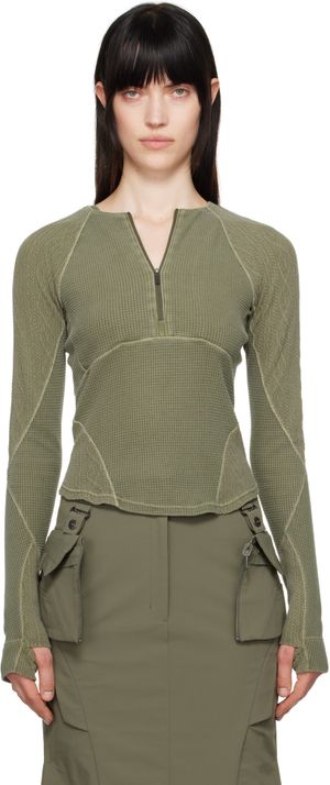 HYEIN SEO Khaki Half-Zip Raglan T-shirt