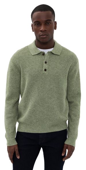 Madewell Waffle Polo Heather Sage M
