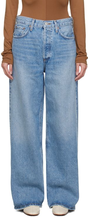 AGOLDE Blue Low Slung Baggy Jeans