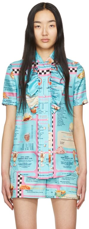 Moschino Blue The Diner Silk Shirt