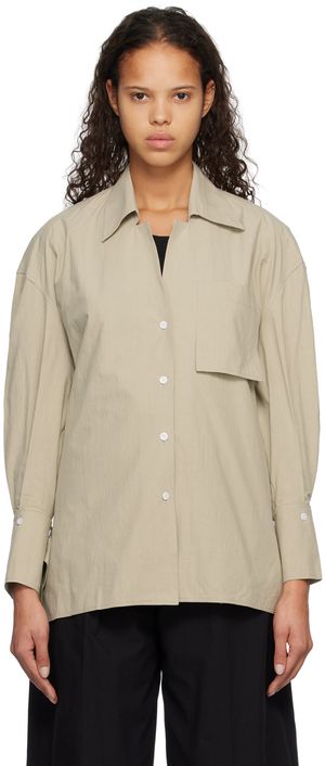 Subtle Le Nguyen Green Crinkled Shirt