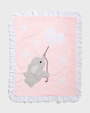 Elephant and Star Baby Blanket w/ Contrast Trim