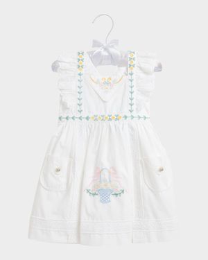 Girl's Eyelet Embroidered Floral Dress, Size 9M-24M