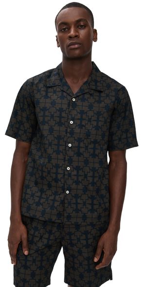 Universal Works Printed Road Shirt Navy L