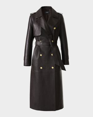 Gael-NV Croc-Embossed Leather Trench Coat