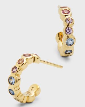 18K Starlet Tiny Hoop Earrings with Rainbow Sapphires