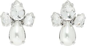 Simone Rocha Silver Victorian Faux-Pearl & Crystal Floret Stud Earrings