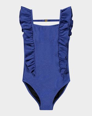 Girl's Nathalie Sparkly One-Piece Swimsuit, Size 4-6