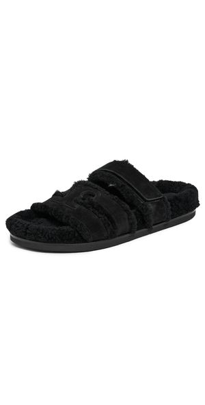 Tory Burch Ines Shearling Sport Slides Perfect Black/Black 9.5
