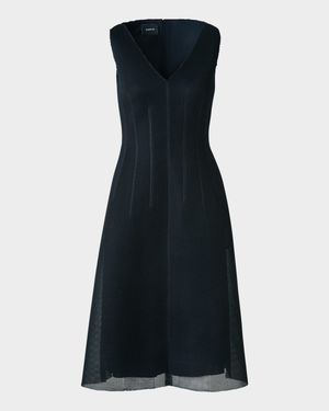 Techno Grid V-Neck Midi Dress