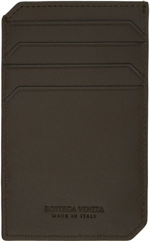 Bottega Veneta Khaki Intrecciato Piccolo Vertical Card Holder