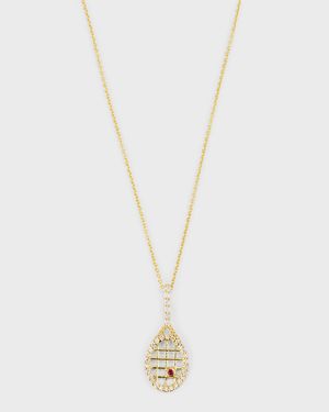 18K Yellow Gold Diamond Tennis Racquet Necklace