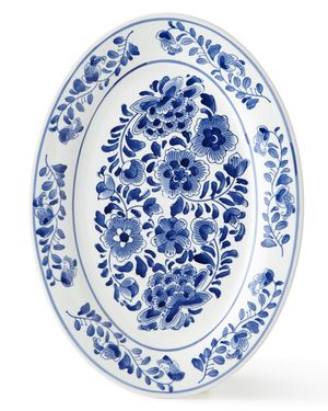 Assorted Blue & White Oval Platter