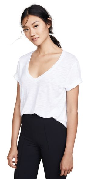 Splendid Cotton Modal Slub V Tee Black L