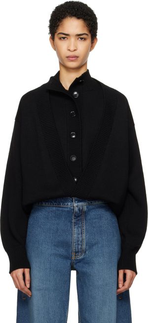 ALAÏA Black Folded Cardigan