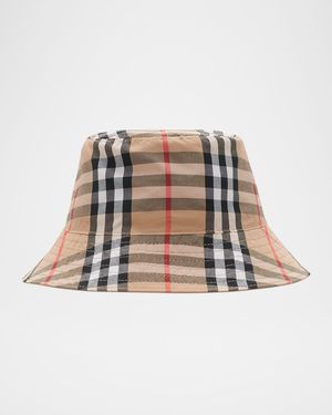 Kid's Check Bucket Hat, Size S-M