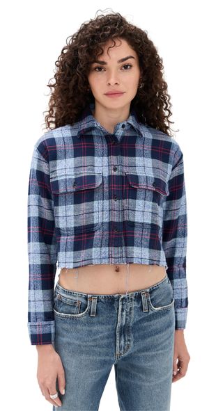 ASKK NY Crosby Flannel Shirt Navy Plaid M