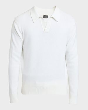 Men's Melange Oasi Cashmere Polo Sweater