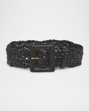 Ceinture Square Buckle Woven Leather Belt