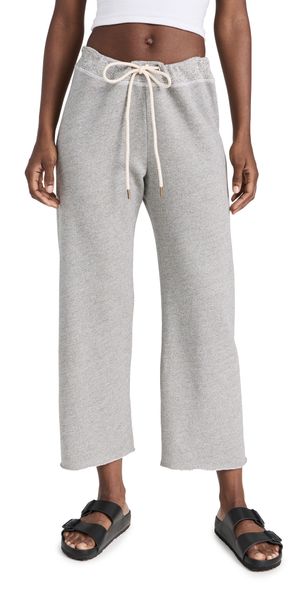 THE GREAT. The Wide Leg Cropped Sweatpants Varsity Grey 3